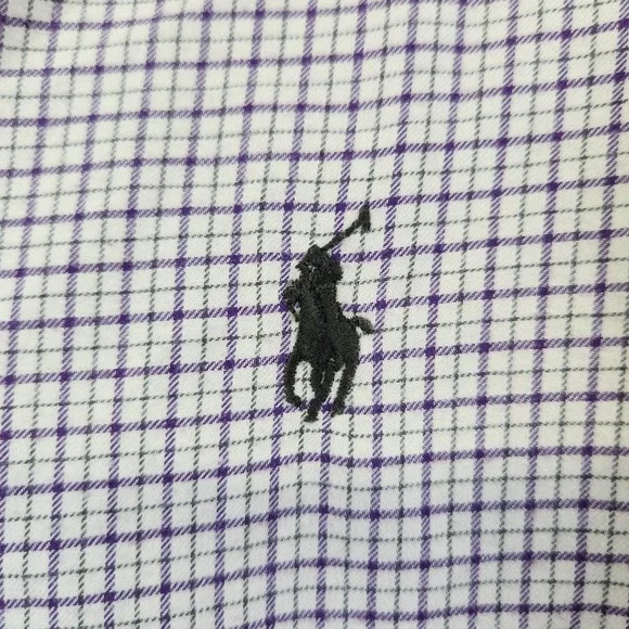 Ralph Lauren Shirt Mens Large Long Sleeve White Purple Plaid Preppy Button Down - Picture 3 of 8